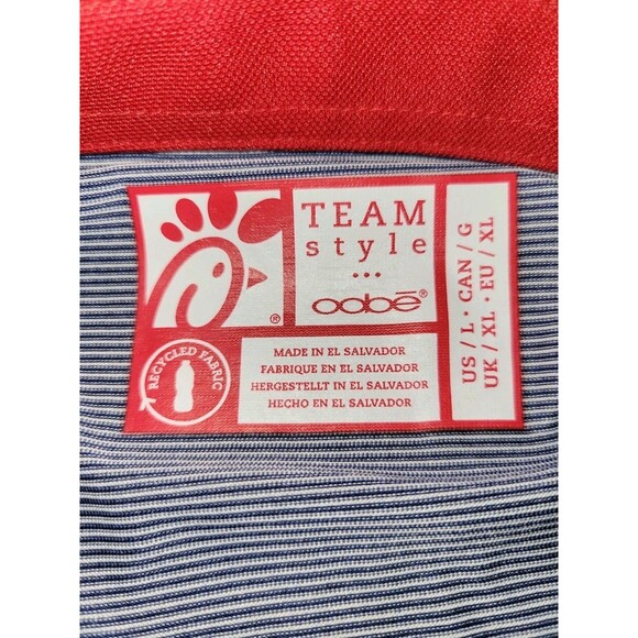 Chick-Fil-A Team Blue White Striped Polo Uniform Work Shirt Size Large Mens NEW - Picture 2 of 4
